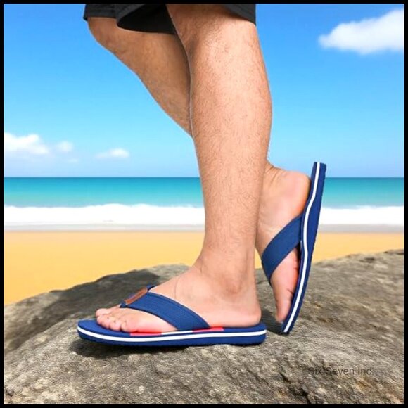 Men\'s Arch Support Flip Flops Quick-Dry EVA Woven Straps Beach Sandals main image 4